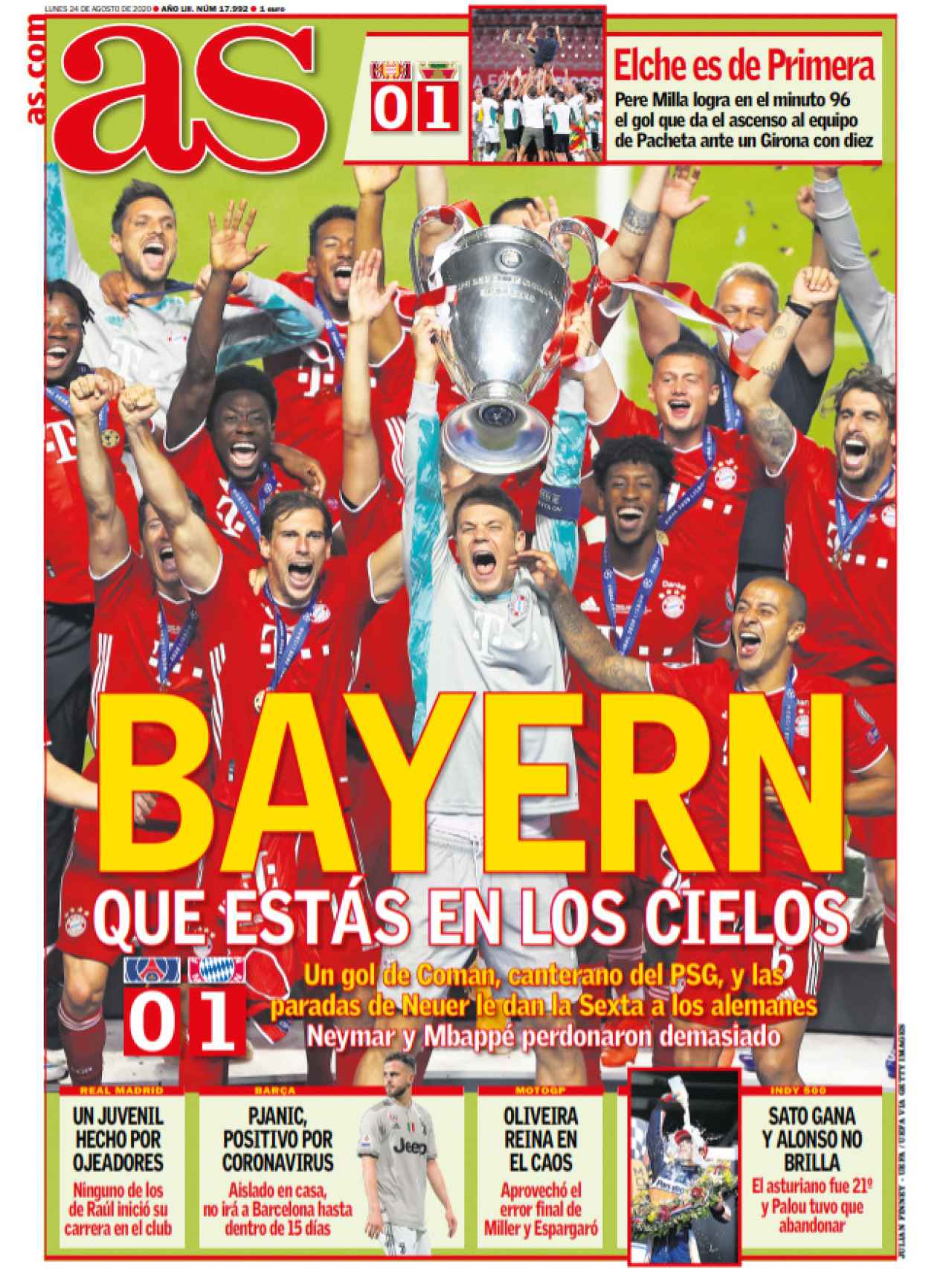 La portada del diario AS (24/08/2020)