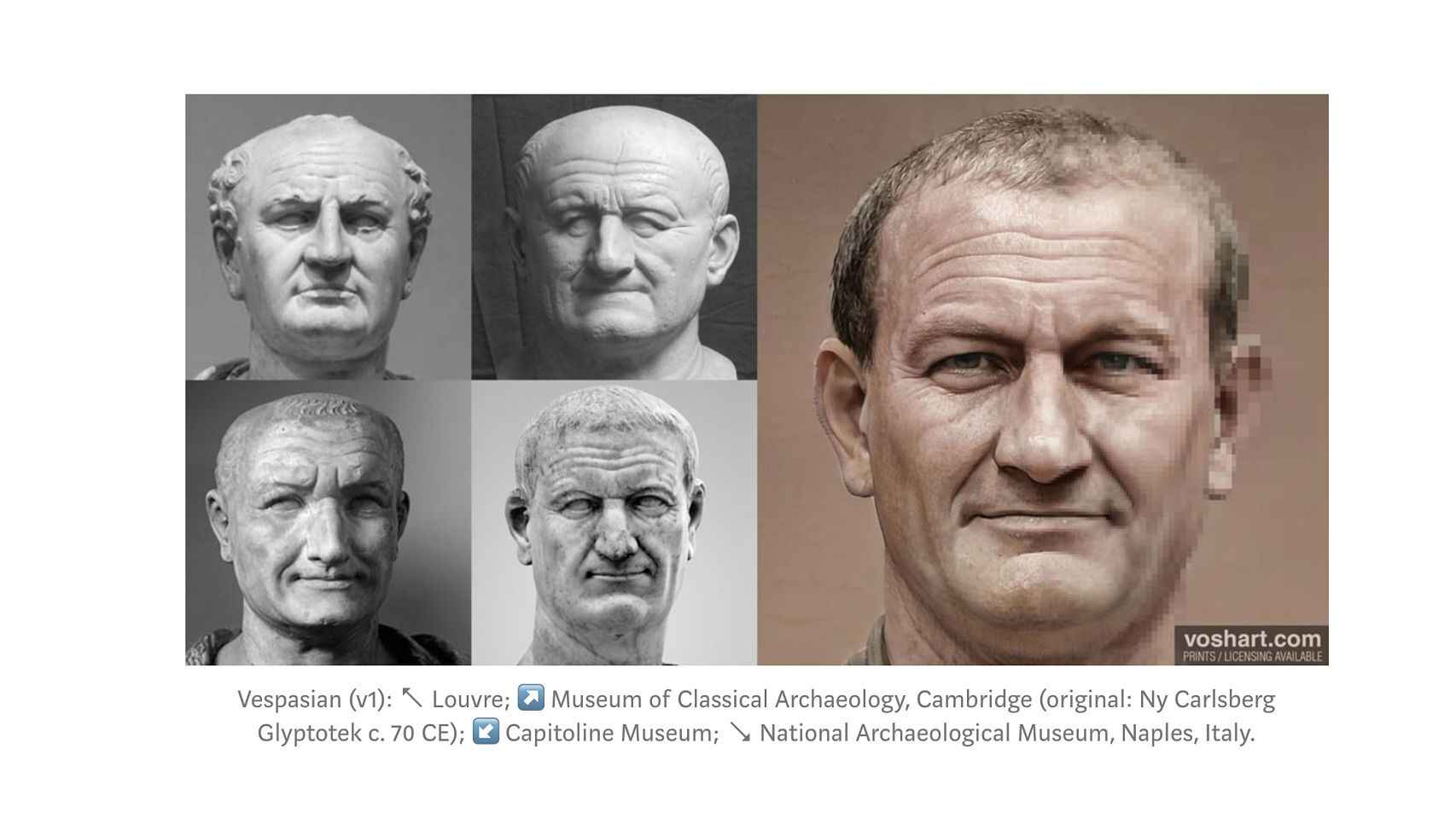 Retrato realista del emperador Vespasiano.