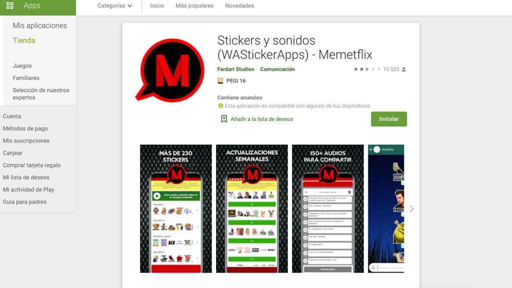 App de stickers y sonidos para WhatsApp.