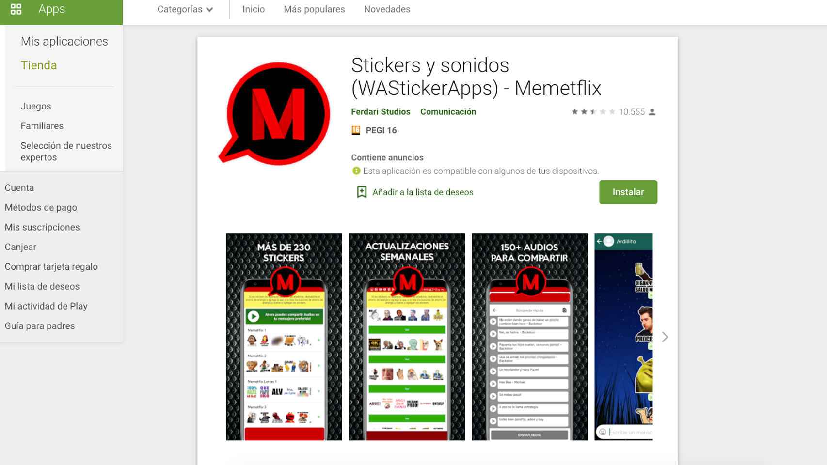 App de stickers y sonidos para WhatsApp.