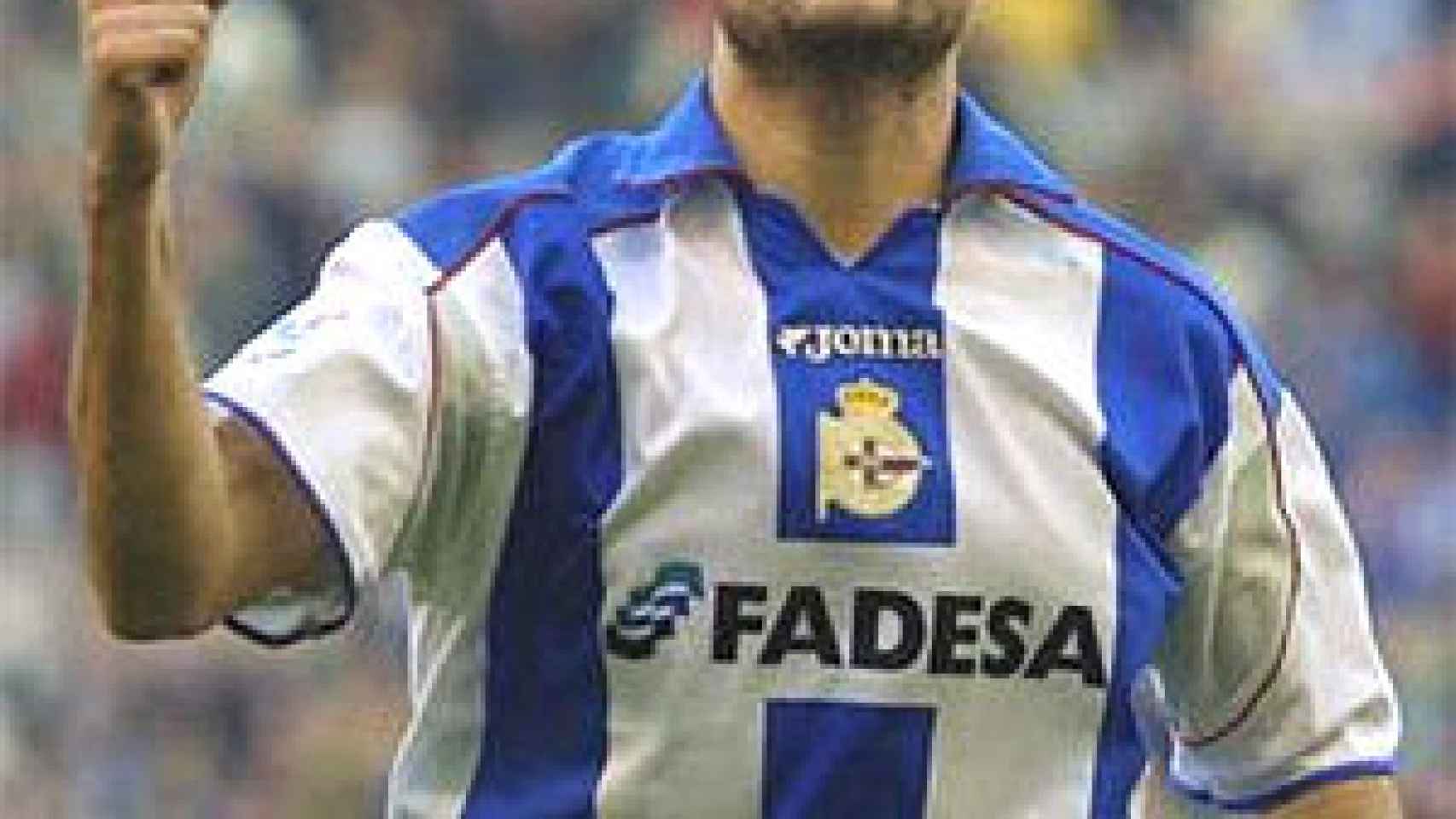 Diego Tristán, celebrando un gol con el Deportivo de La Coruña