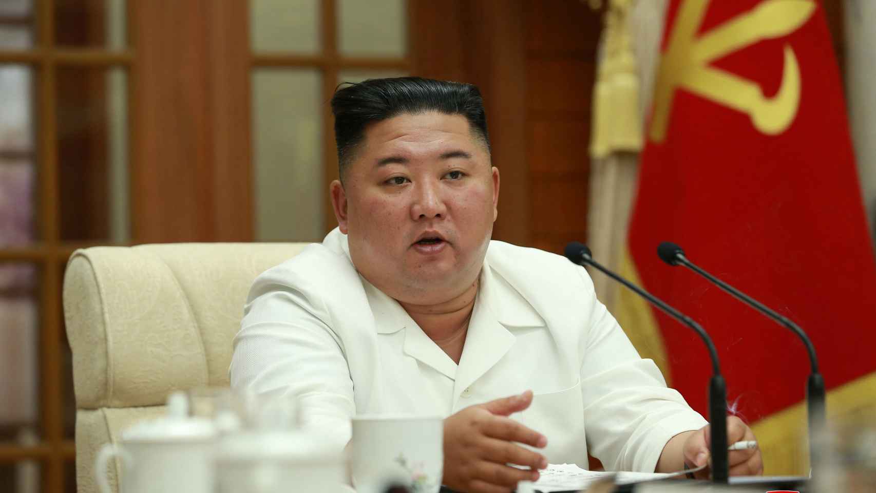 Kim Jong-un en la reunión de este miércoles.