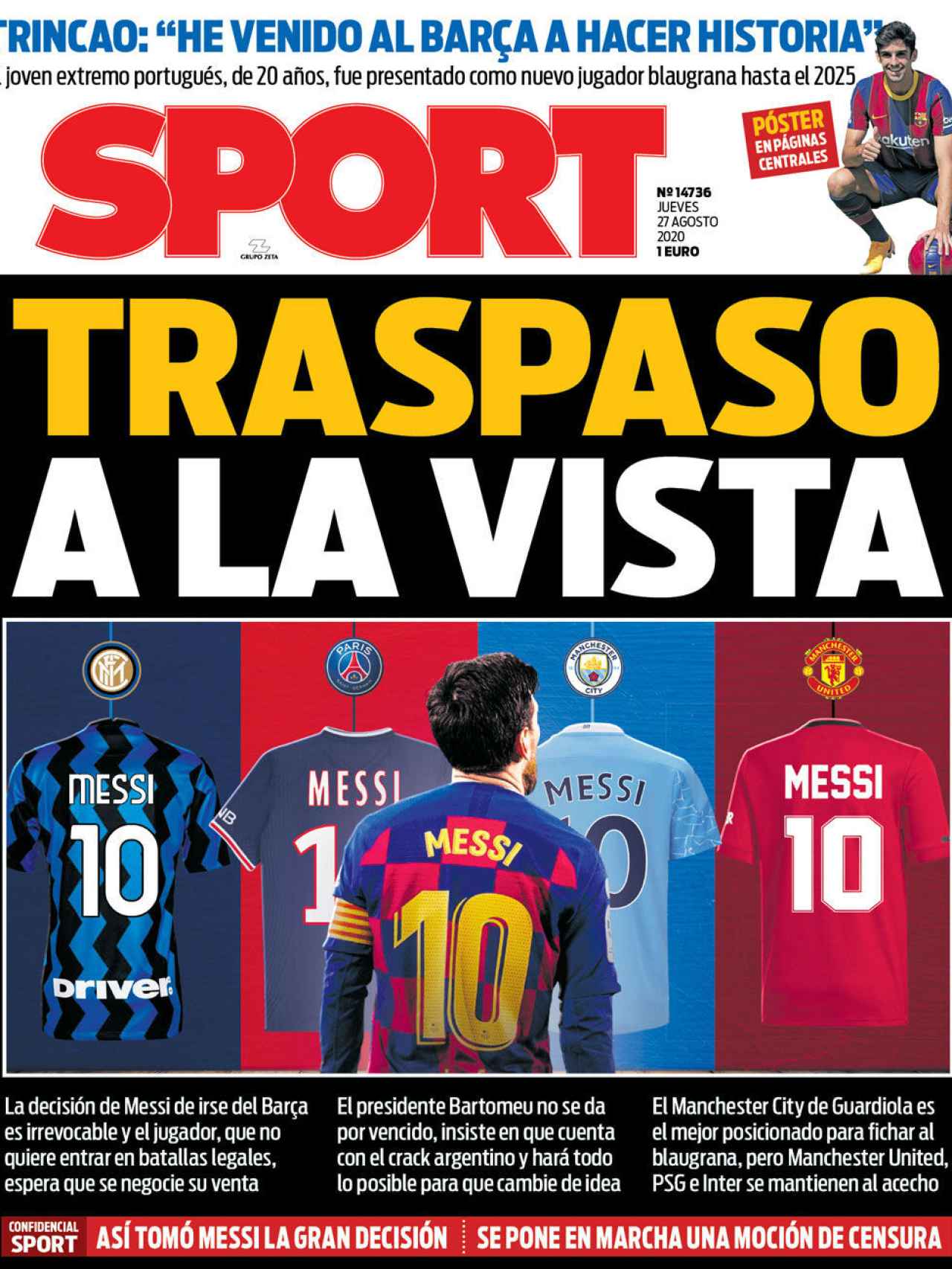 Portada del diario Sport 27-08-2020
