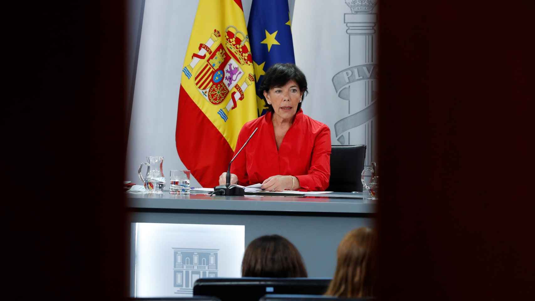 La ministra de Educación, Isabel Celaá, en la rueda de prensa conjunta tras a conferencia sectorial mixta.