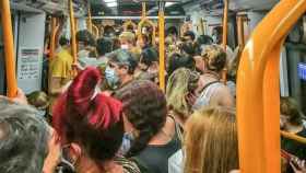 Imagen de aglomeraciones en el metro de Madrid.