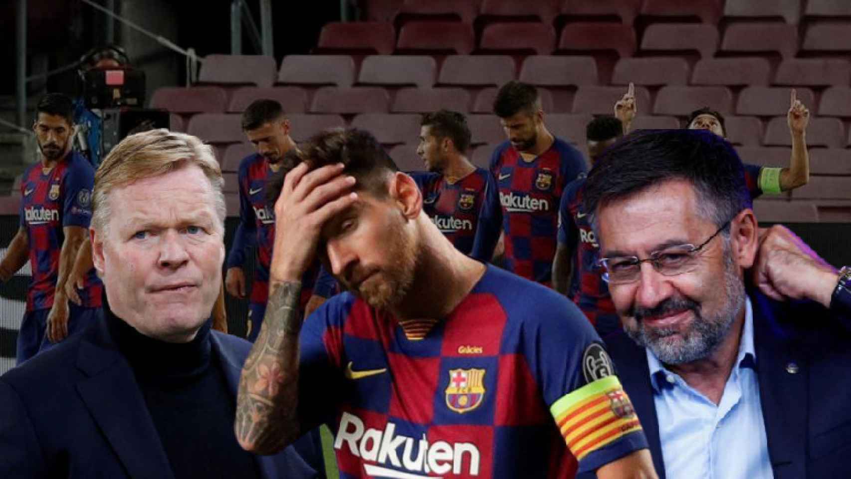 Koeman, Messi y Bartomeu