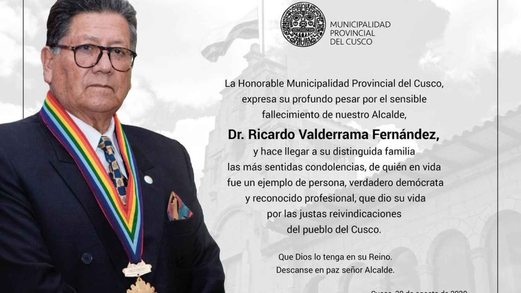 Ricardo Valderrama, alcalde de la ciudad peruana de Cuzco.