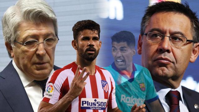 Enrique Cerezo, Diego Costa, Luis Suárez y Josep María Bartomeu