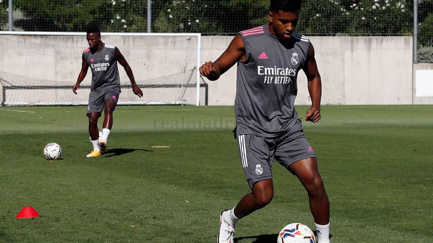 Rodrygo y Vinicius, en el primer entreno del Real Madrid