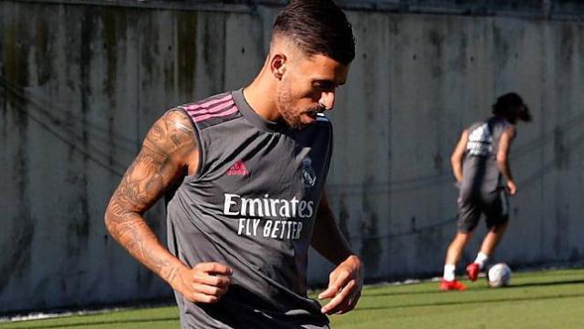 Dani Ceballos, en el entrenamiento del Real Madrid