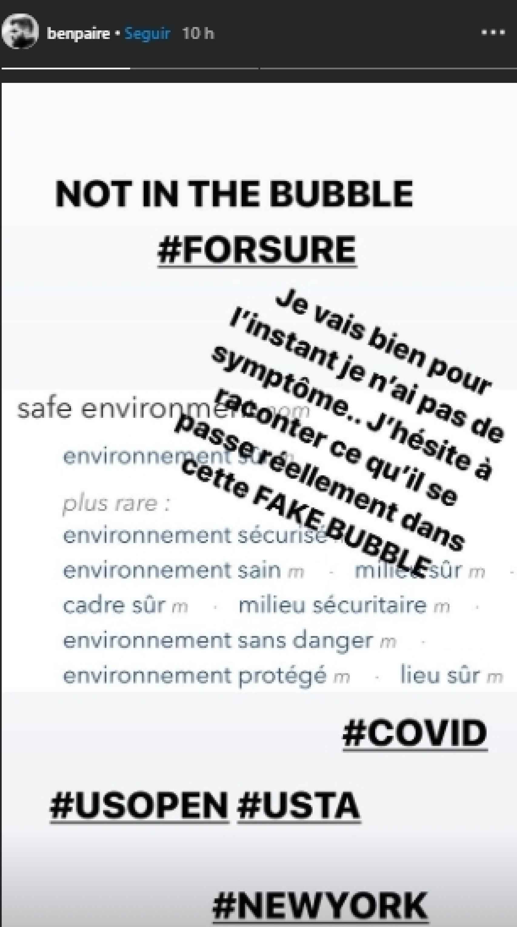 La publicación de Benoit Paire en Instagram