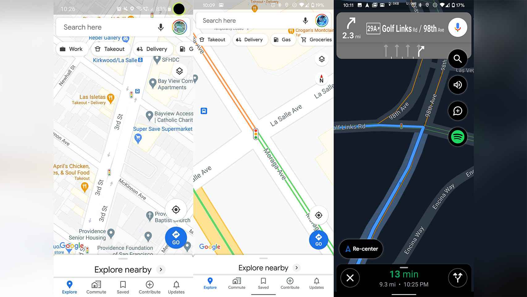 Capturas de Google Maps mostrando los semáforos.