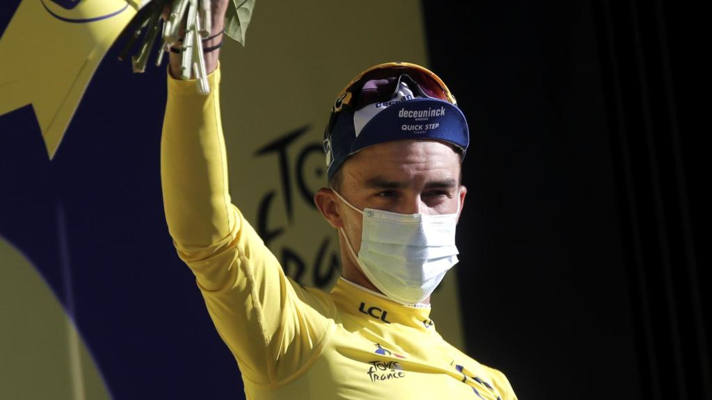 Julian Alaphilippe en el podio del Tour