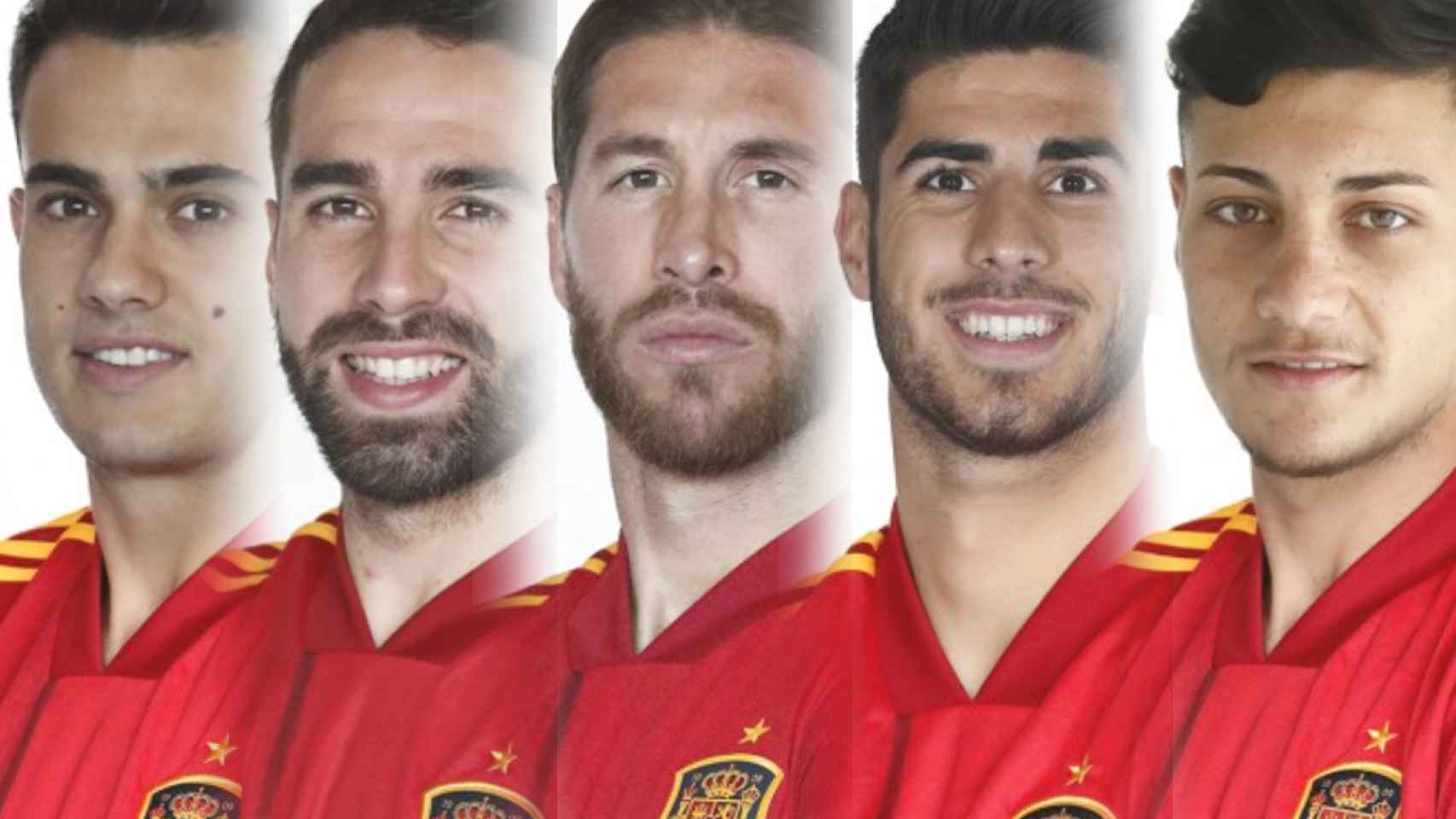 Sergio Reguilón, Dani Carvajal, Sergio Ramos, Óscar Rodríguez y Marco Asensio