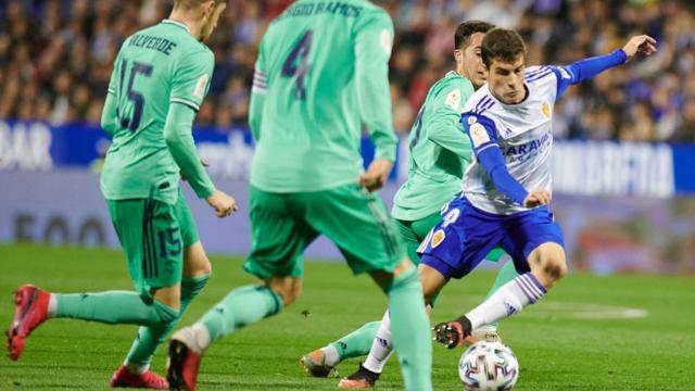 Alberto Soro, durante el Real Zaragoza - Real Madrid de la Copa del Rey 2019/2020