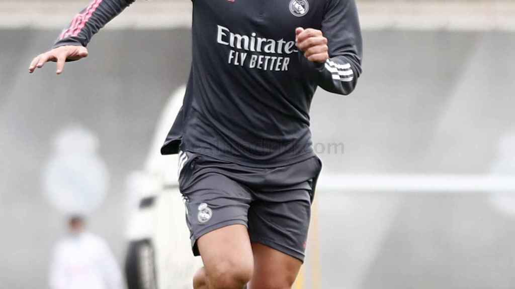 Borja Mayoral durante un entrenamiento del Real Madrid