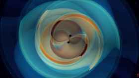 Imagen de la fusión de los agujeros negros supermasivos. N. Fischer, H. Pfeiffer, A. Buonanno (Max Planck Institute for Gravitational Physics), Simulating eXtreme Spacetimes (SXS) Collaboration