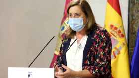 La consejera de Educación de Castilla-La Mancha, Rosana Rodríguez, este jueves en rueda de prensa. Foto: Óscar Huertas