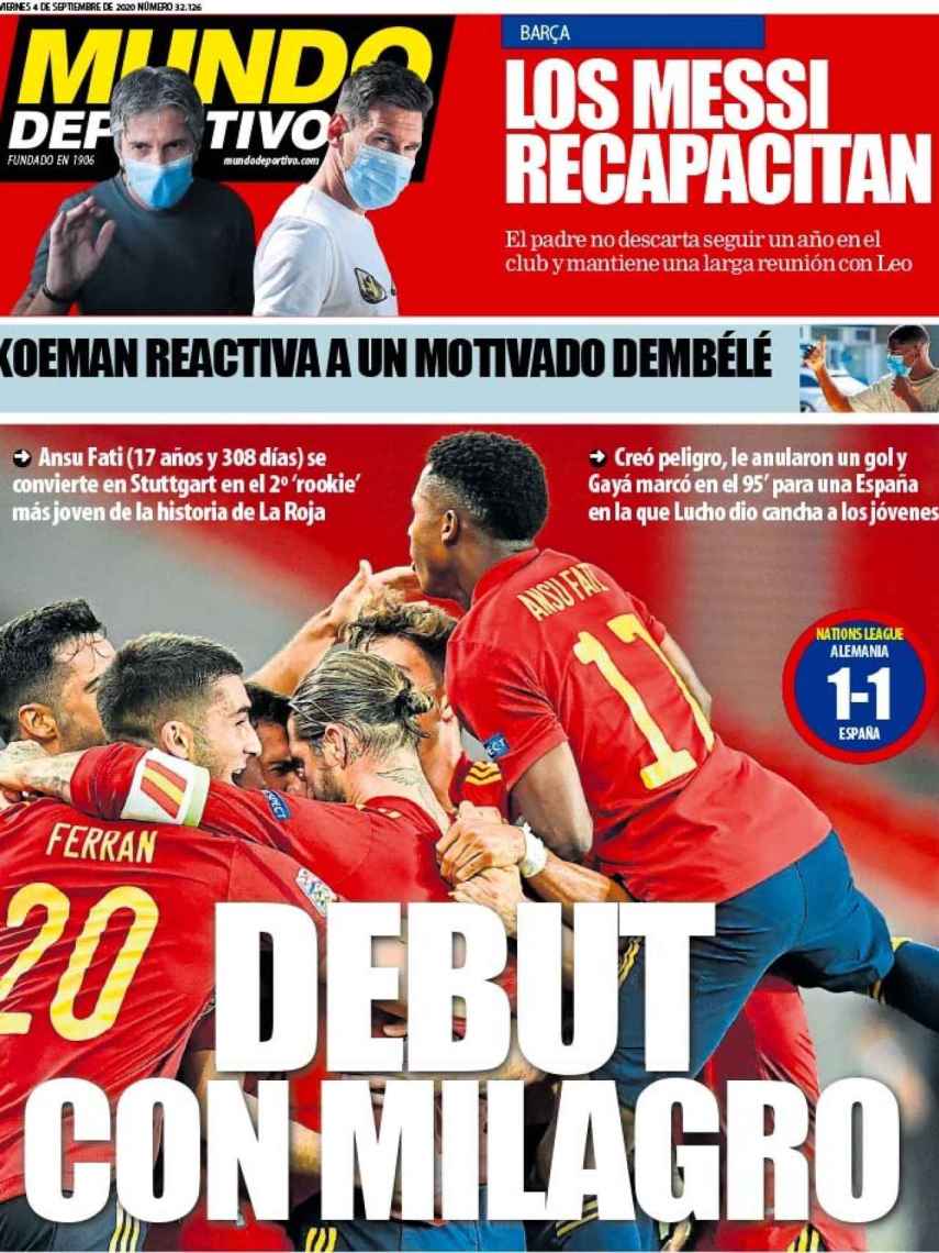 La portada del diario Mundo Deportivo (04/09/2020)