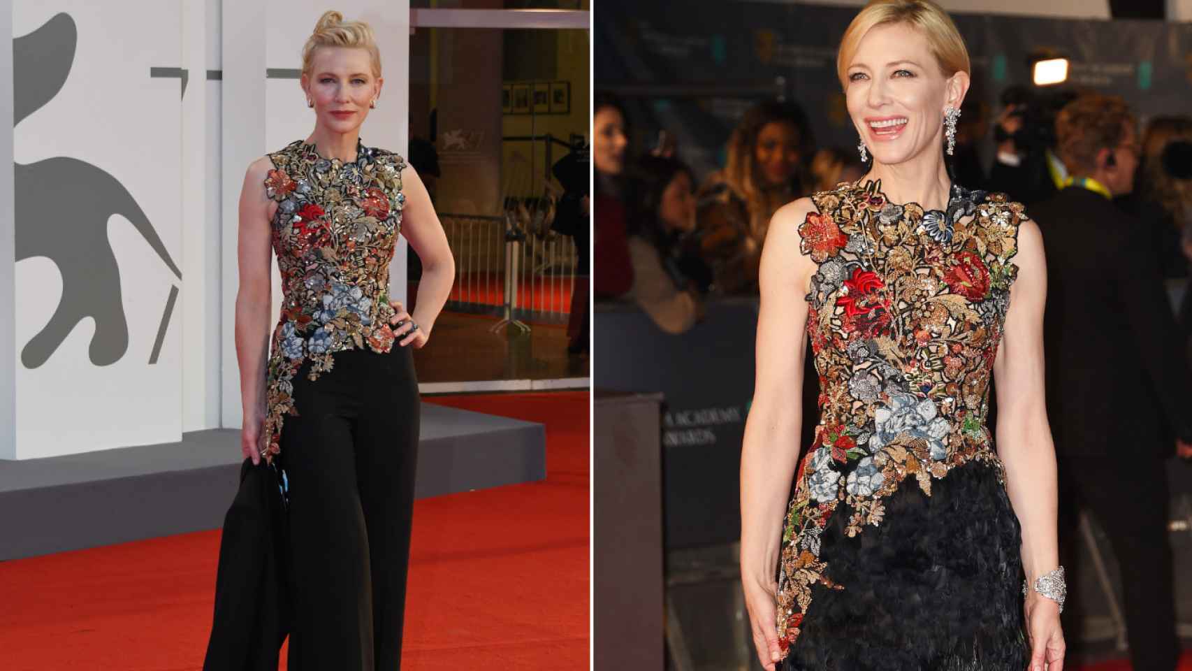 Cate Blanchett también lució el mismo 'top' que llevo en 2016 (derecha)