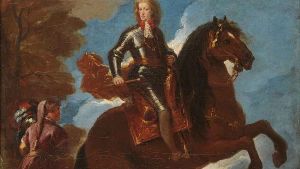 Carlos II a caballo, retratado por Luca Giordano.