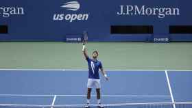 Djokovic, celebrando su victoria en la segunda ronda del US Open.