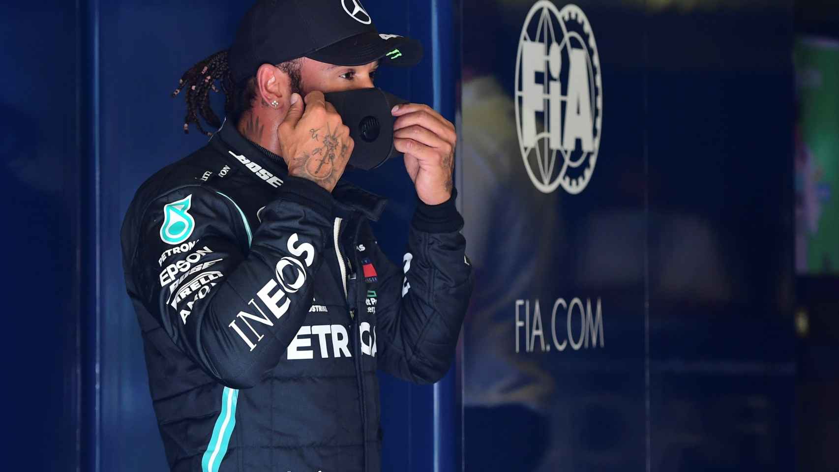 Hamilton se prepara durante el GP de Italia