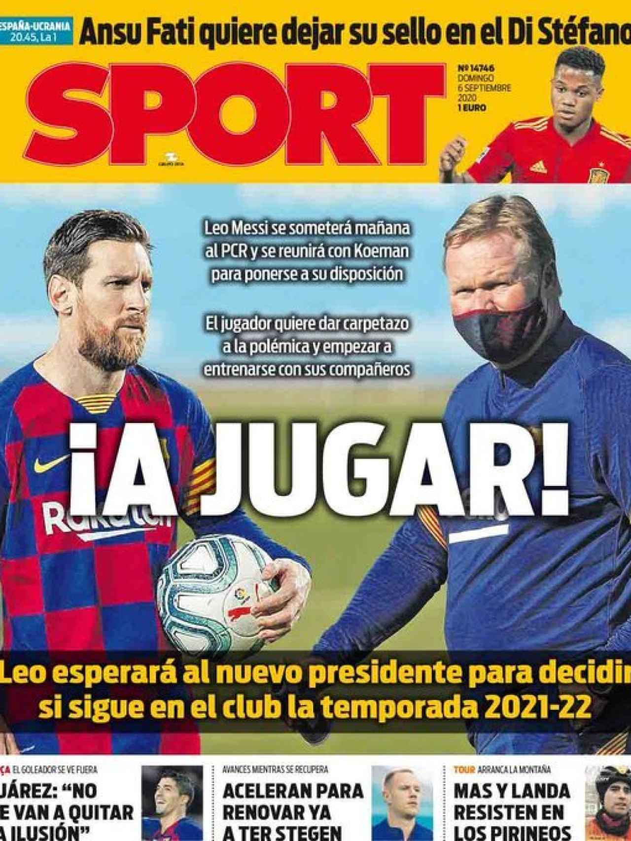 La portada del diario Sport (06/09/2020)