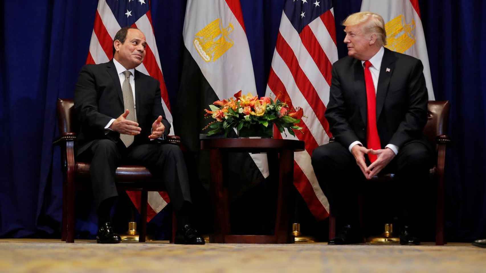 El presidente egipcio, Abdelfatah al Sisi, y Donald Trump durante una reunión en Nueva York.