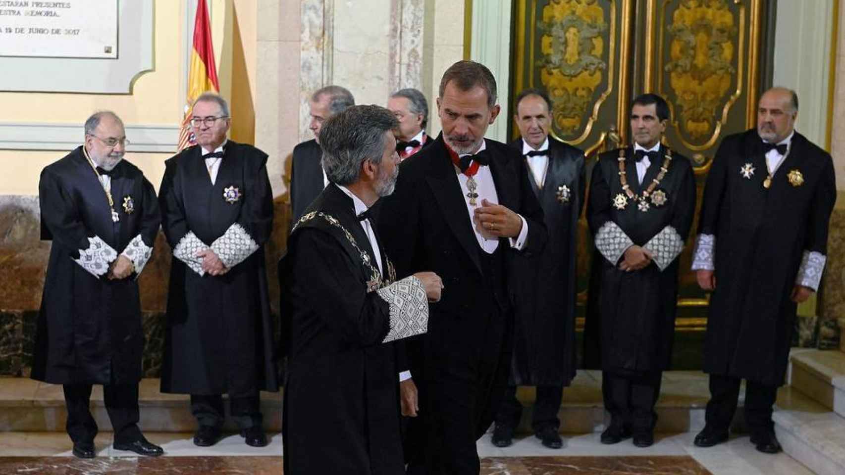 La Sala de Gobierno del Supremo, integrada solo por magistrados, recibe el año pasado a Felipe VI./