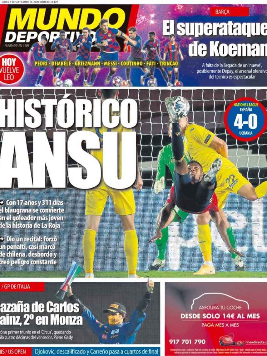 La portada del diario Mundo Deportivo (07/09/2020)