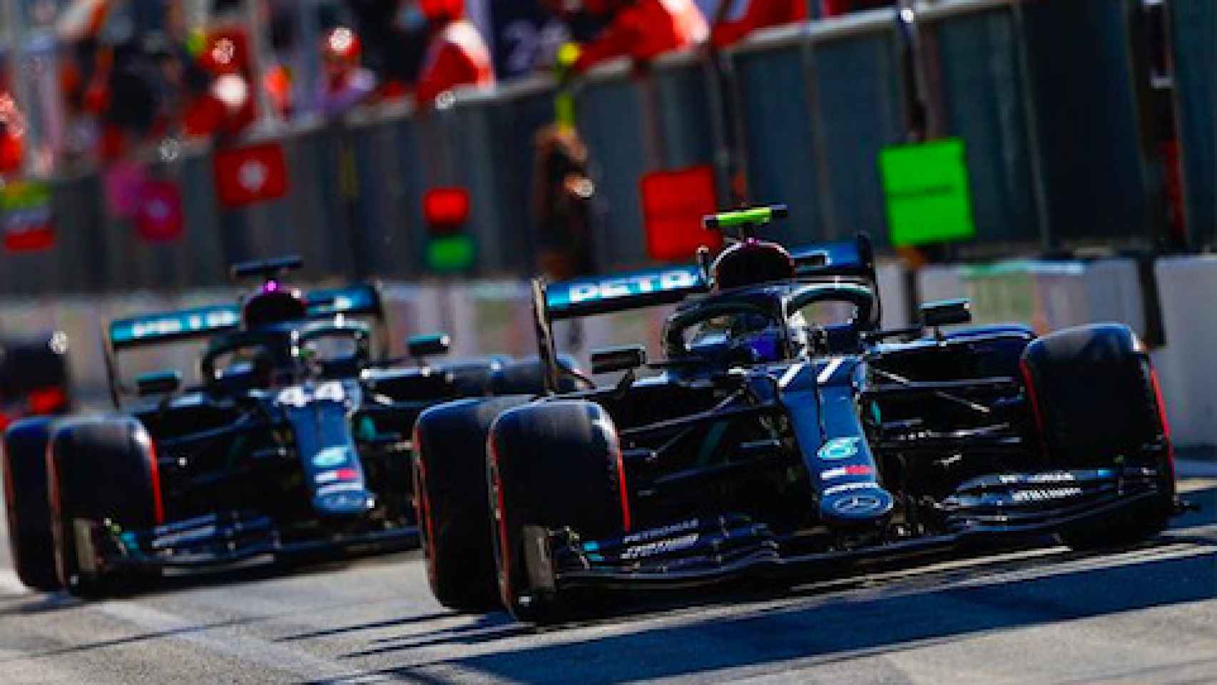 Bottas y Hamilton en el Gran Premio de Monza