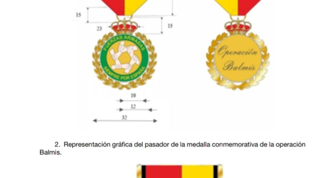 La medalla confeccionada por Defensa para premiar a los miembros de las FF.AA.