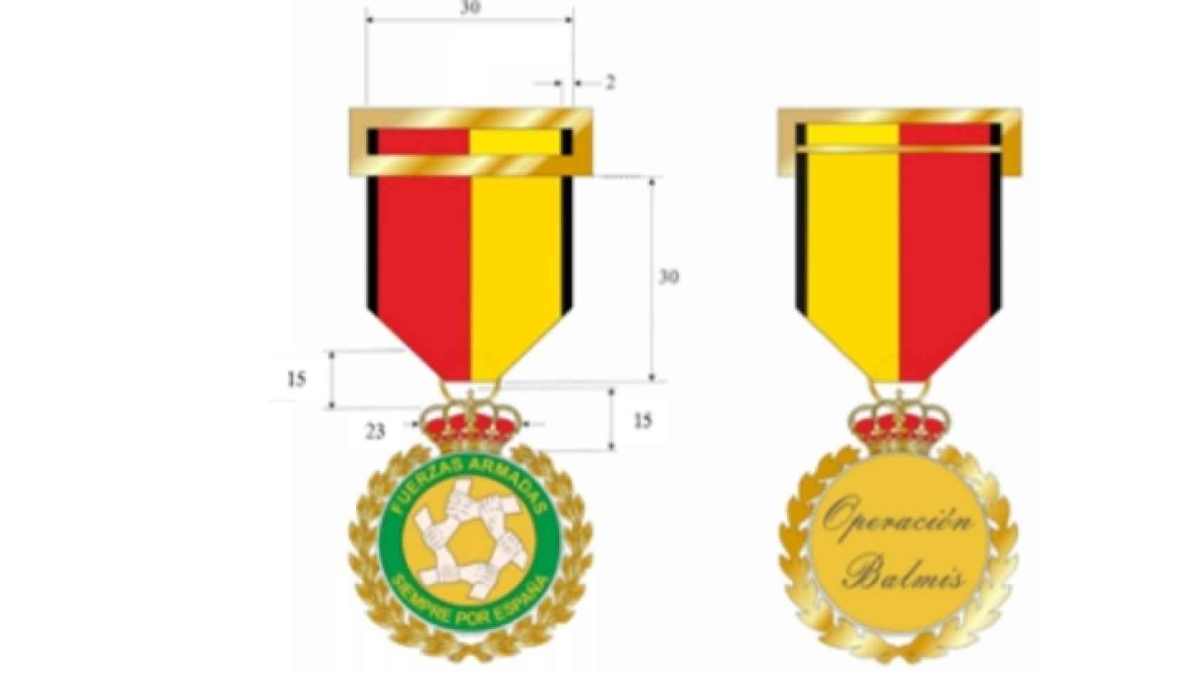 La medalla confeccionada por Defensa para premiar a los miembros de las FF.AA.