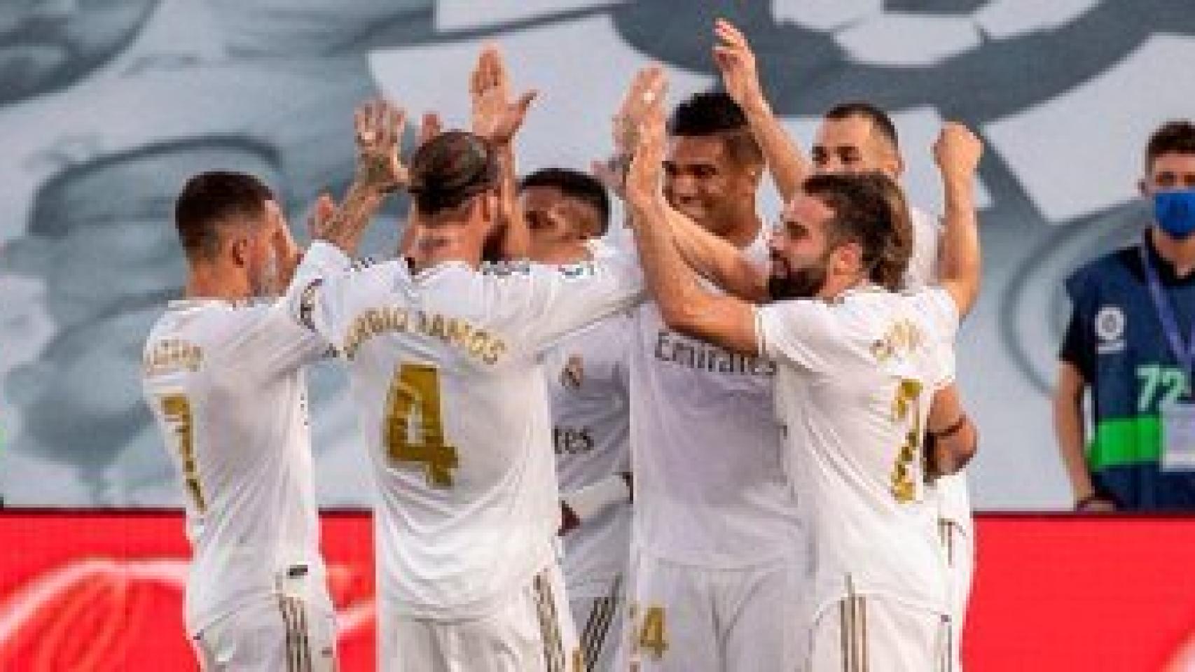 Los jugadores del Real Madrid celebran un gol la pasada temporada