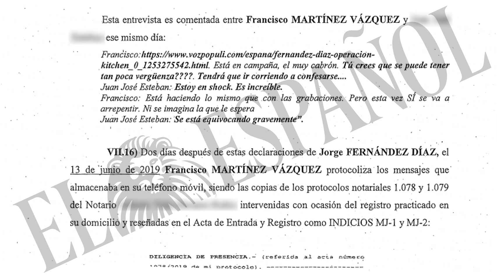 La mano derecha de Fernández Díaz validó ante notario los SMS que implicaban al ministro.