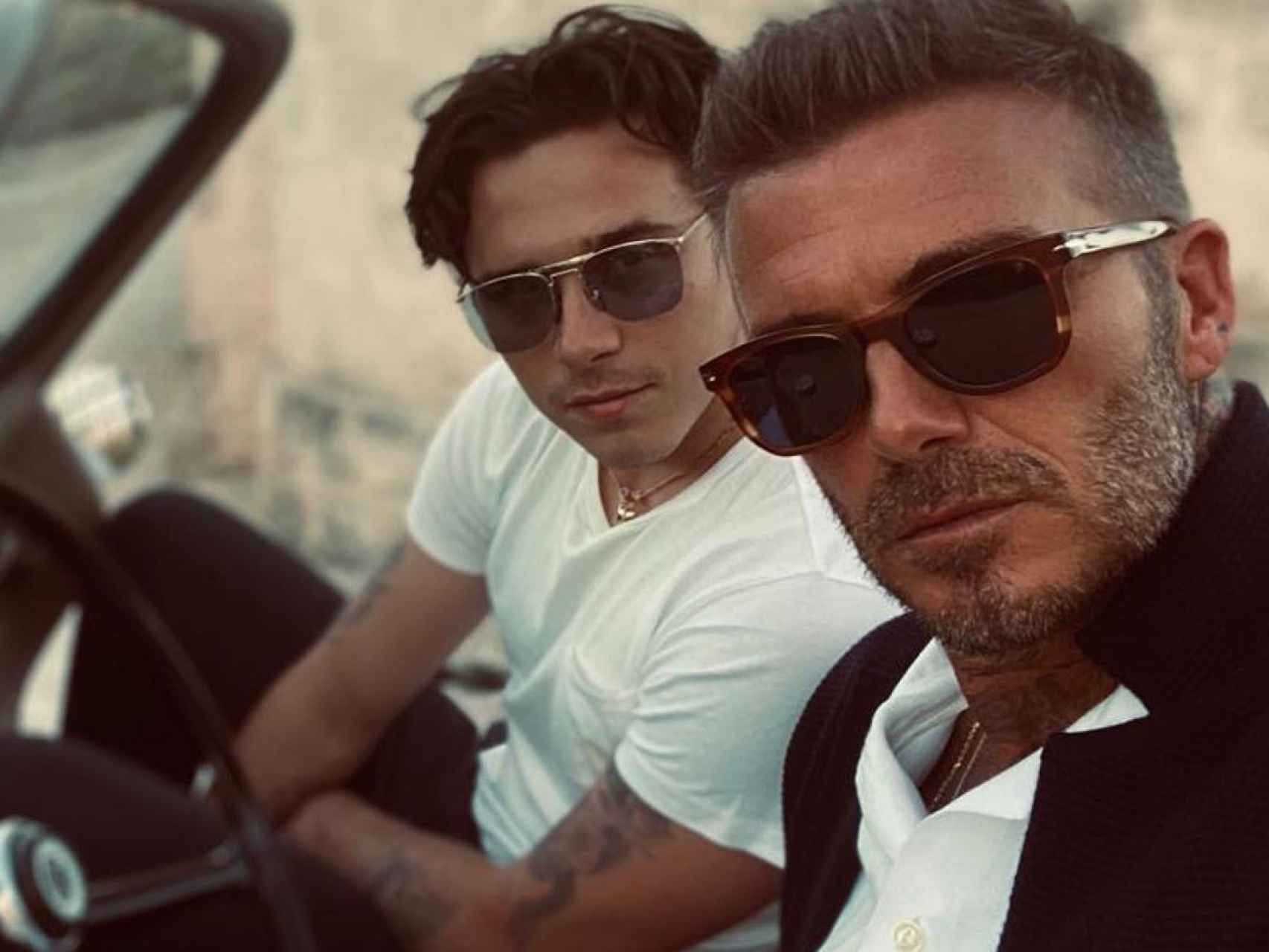 Brooklyn y David Beckham, en Italia.