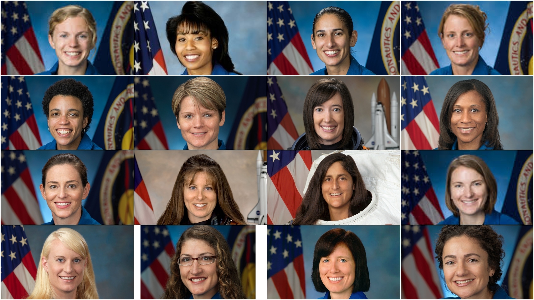 Las 16 mujeres astronautas activas de la NASA.