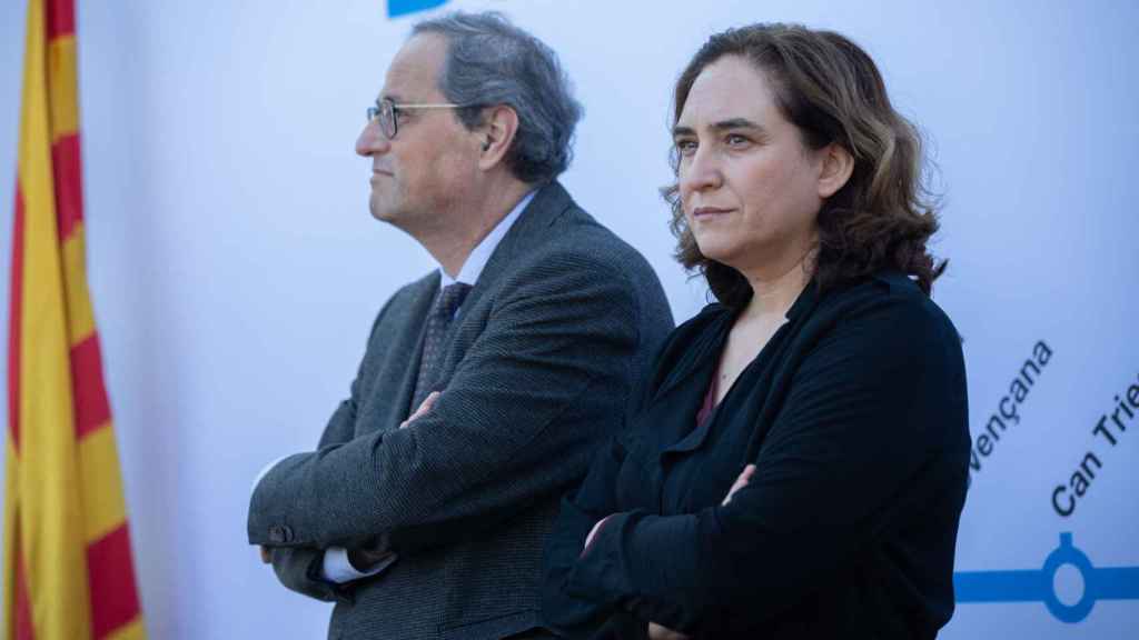 El presidente de la Generalitat,  Quim Torra, y la alcaldesa de Barcelona, Ada Colau, en una imagen de archivo.