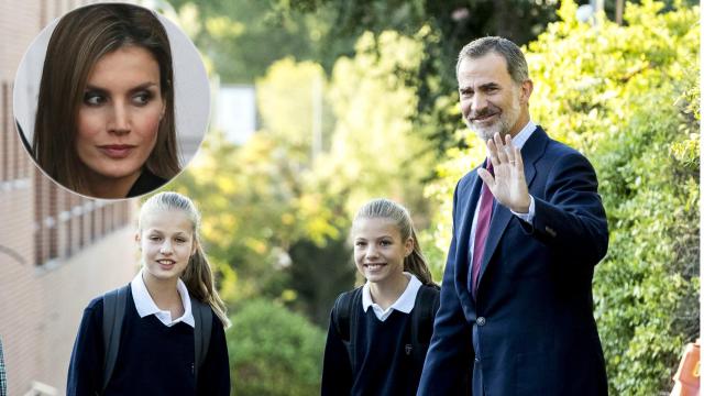 La Familia Real en el colegio Santa María de los Rosales en septiembre de 2019.