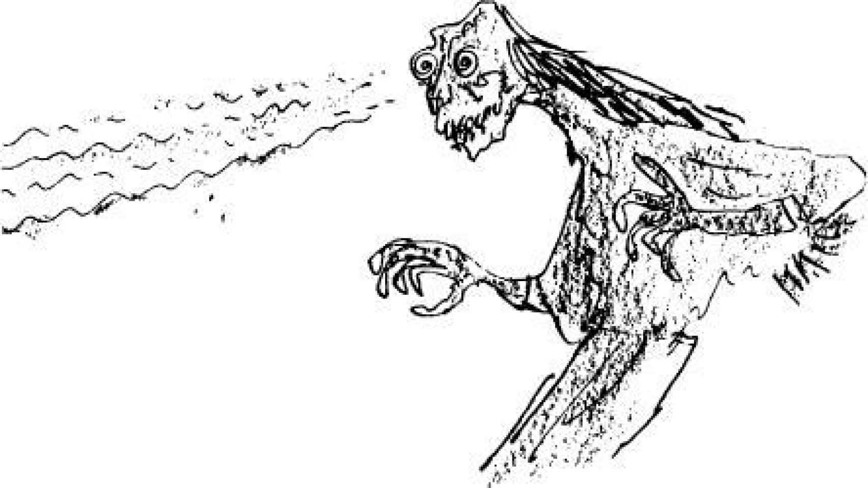 Ilustración de Las brujas, por Quentin Blake para Roald Dahl.