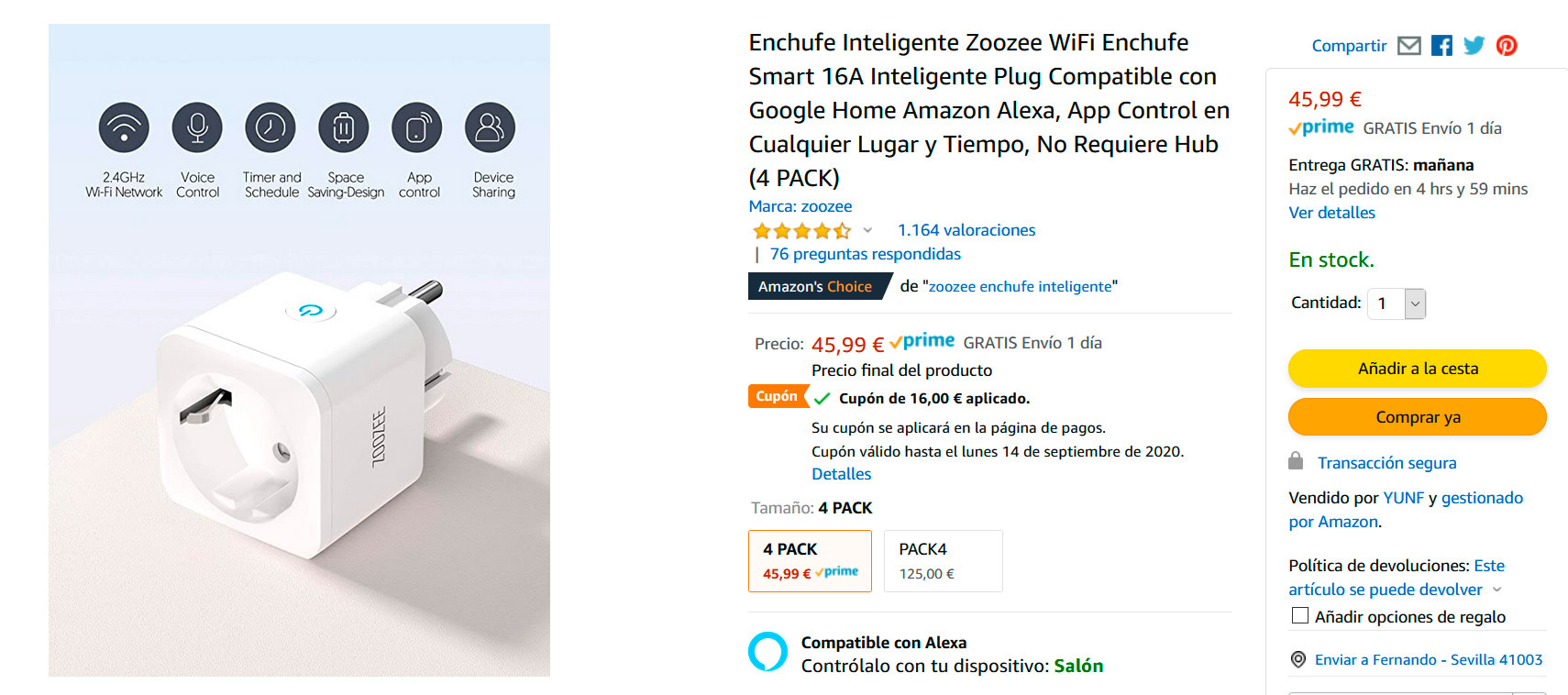 ofertas: pack de dos enchufes inteligentes por 20 euros