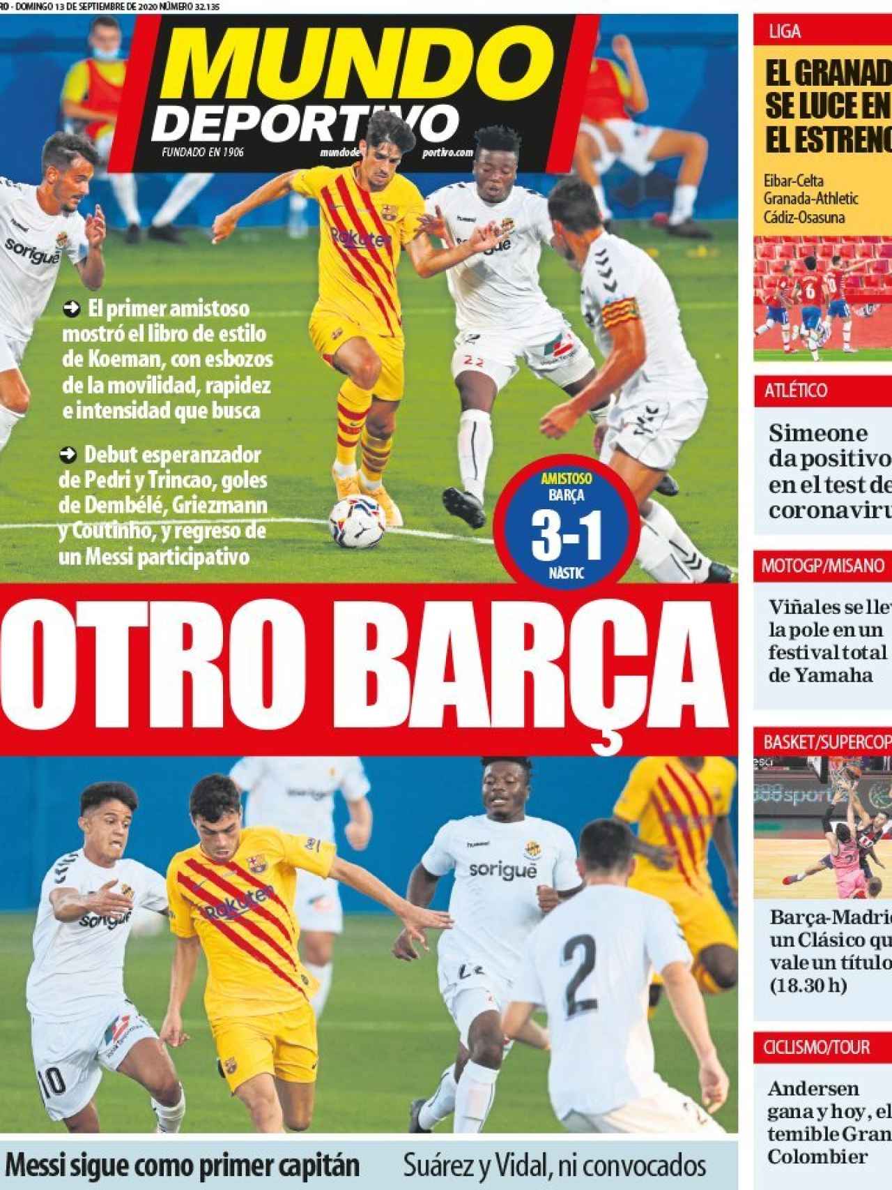 La portada del diario Mundo Deportivo (13/09/2020)