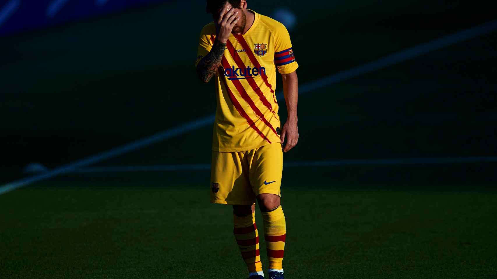 Messi, cabizbajo durante un partido del FC Barcelona