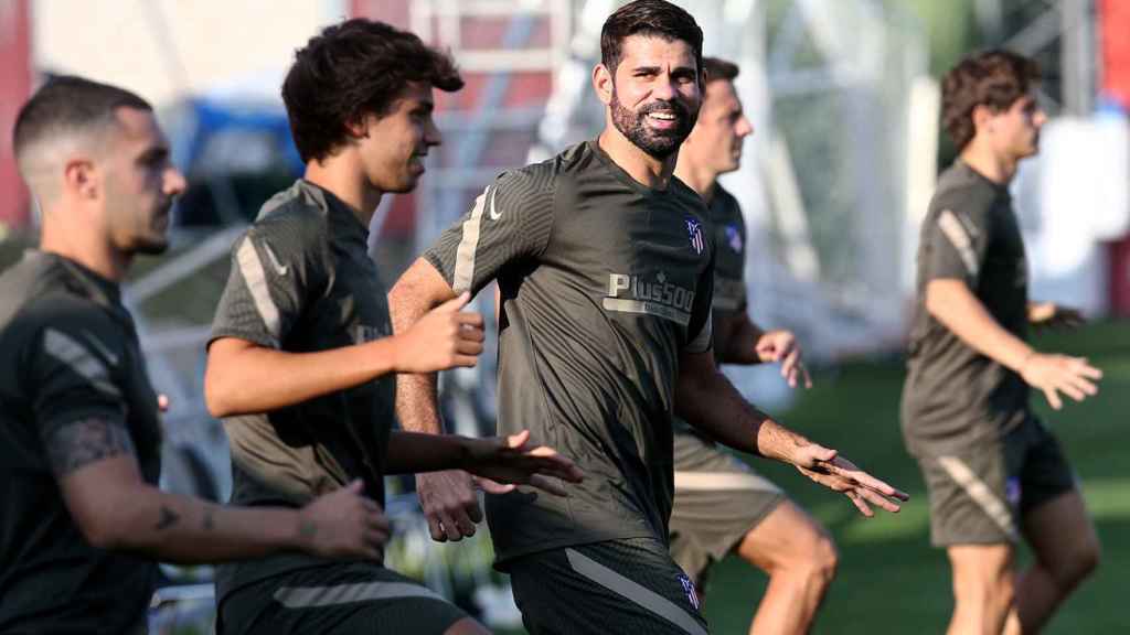 Diego Costa durante el entrenamiento del Atlético de Madrid