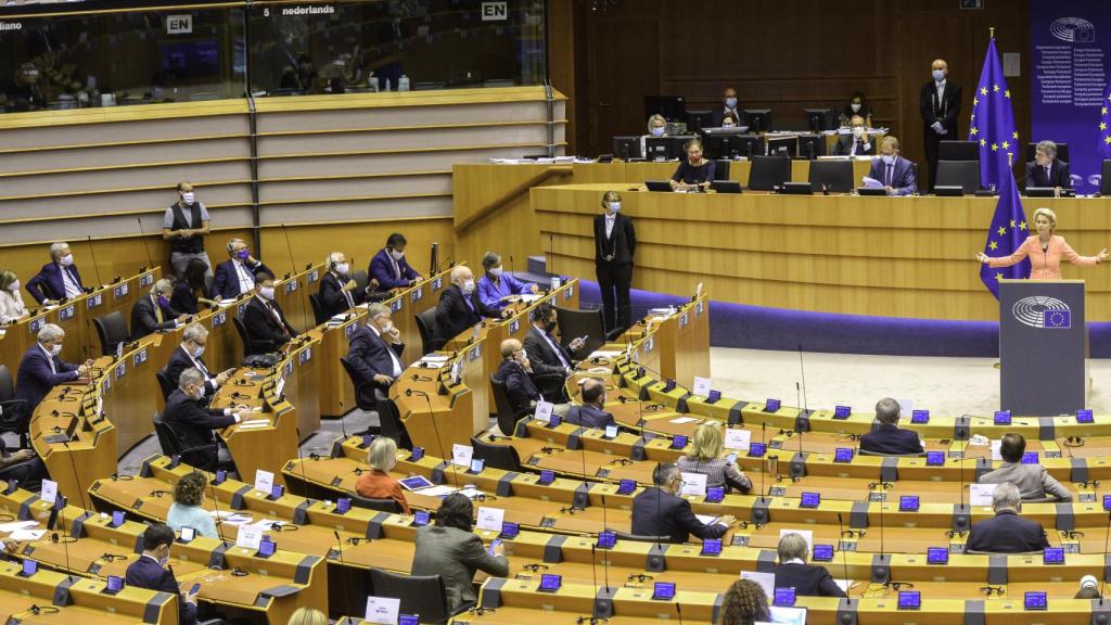 Vista del hemiciclo durante el discurso este miércoles de Von der Leyen