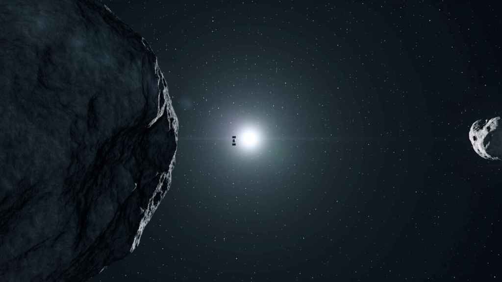 Sonda Hera aproximándose al asteroide (representación)