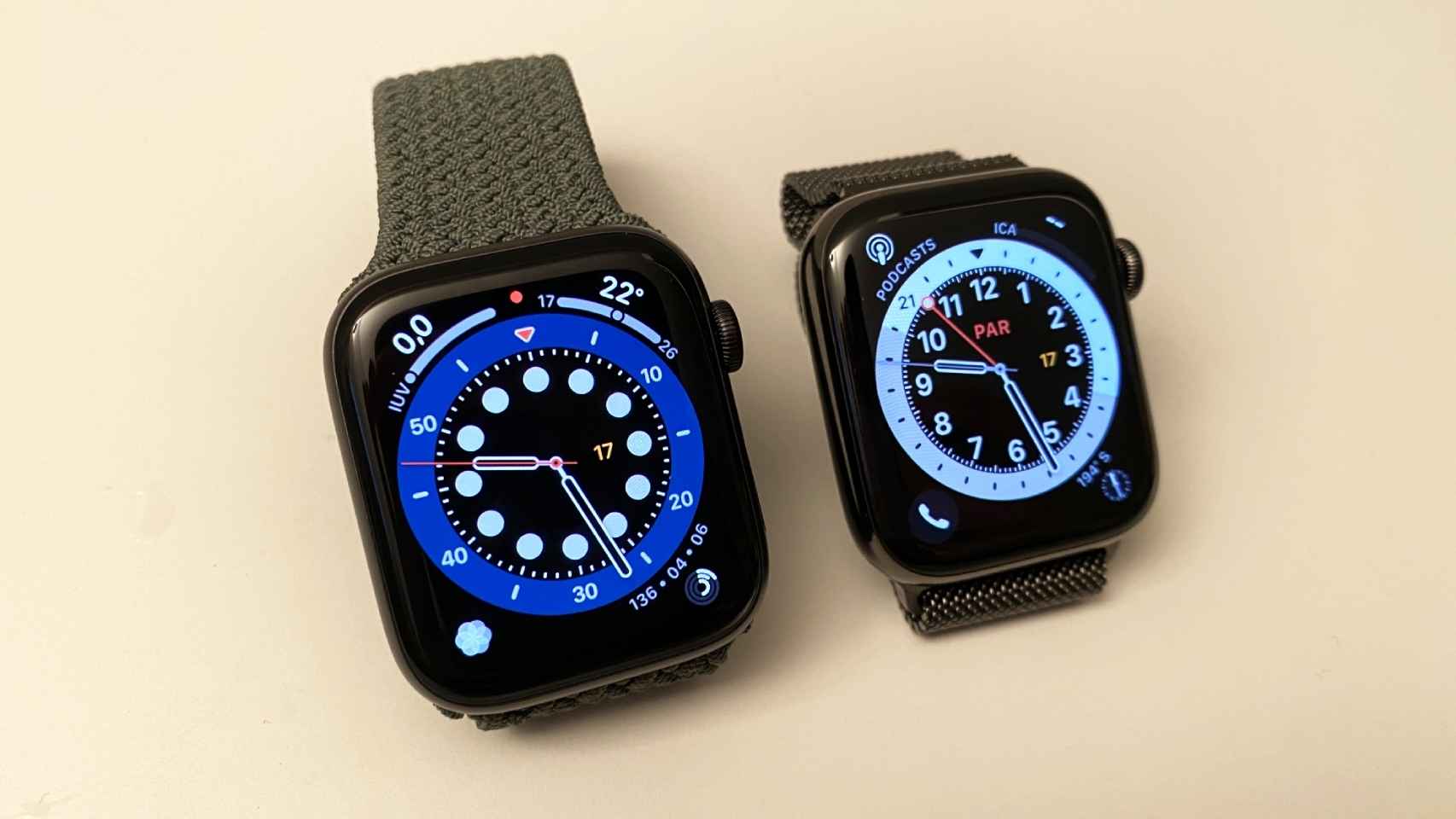 Apple Watch SE (i) y Series 6 (d)