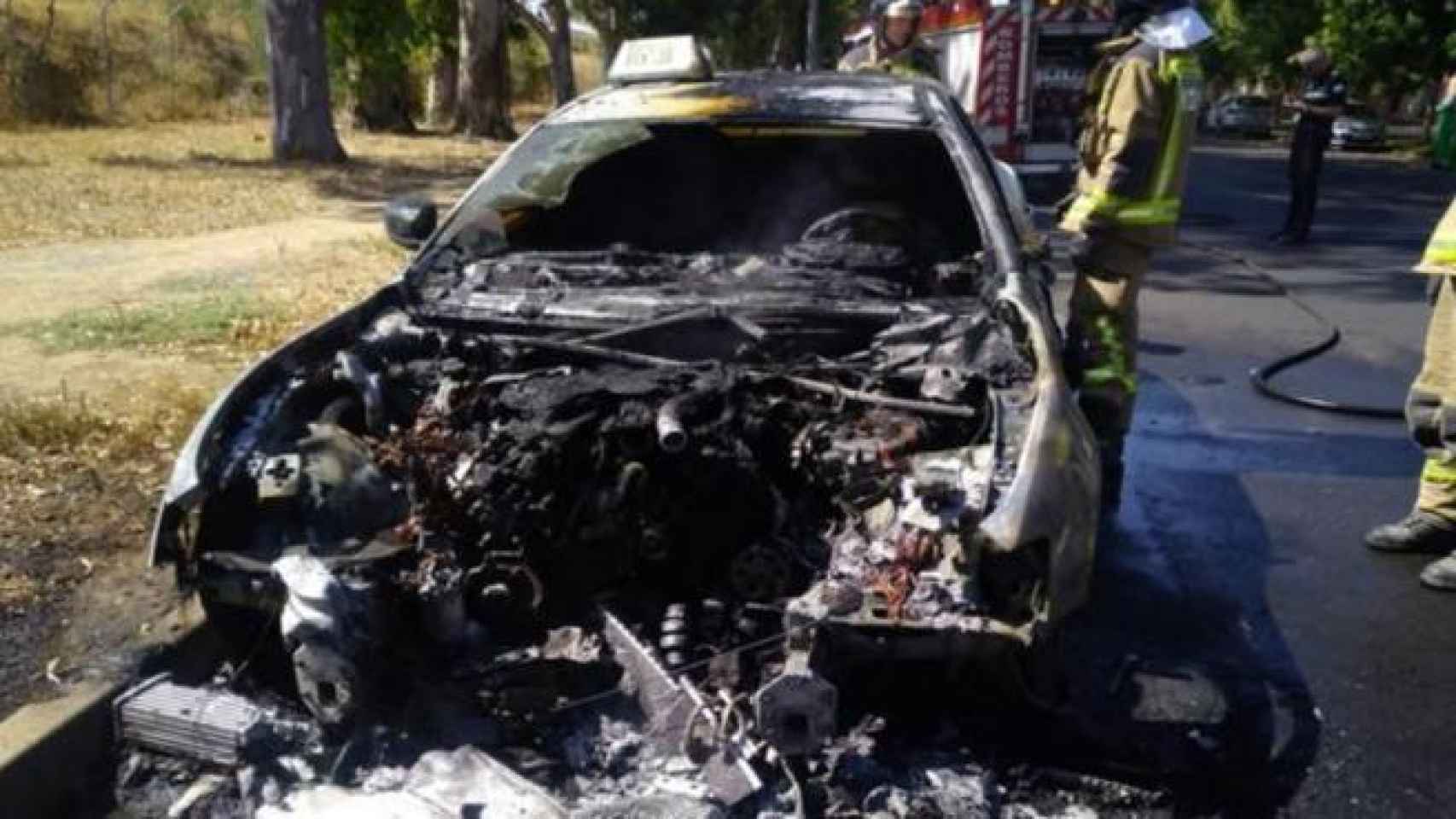 Imagen del taxi Maserati después del incendio