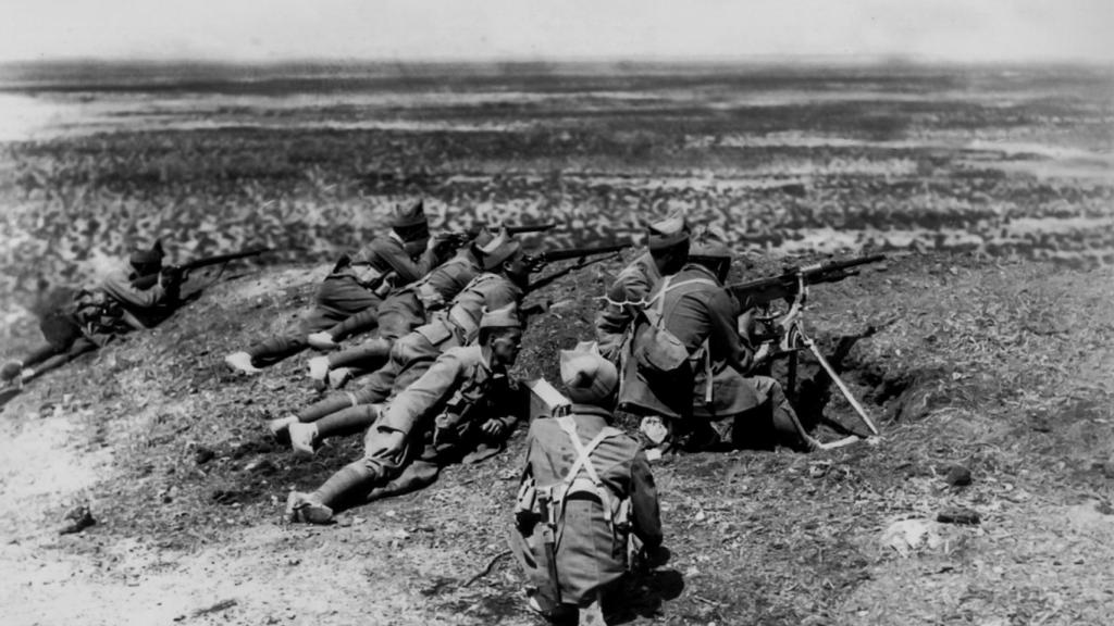 Una unidad de legionarios, durante la Guerra de Marruecos.